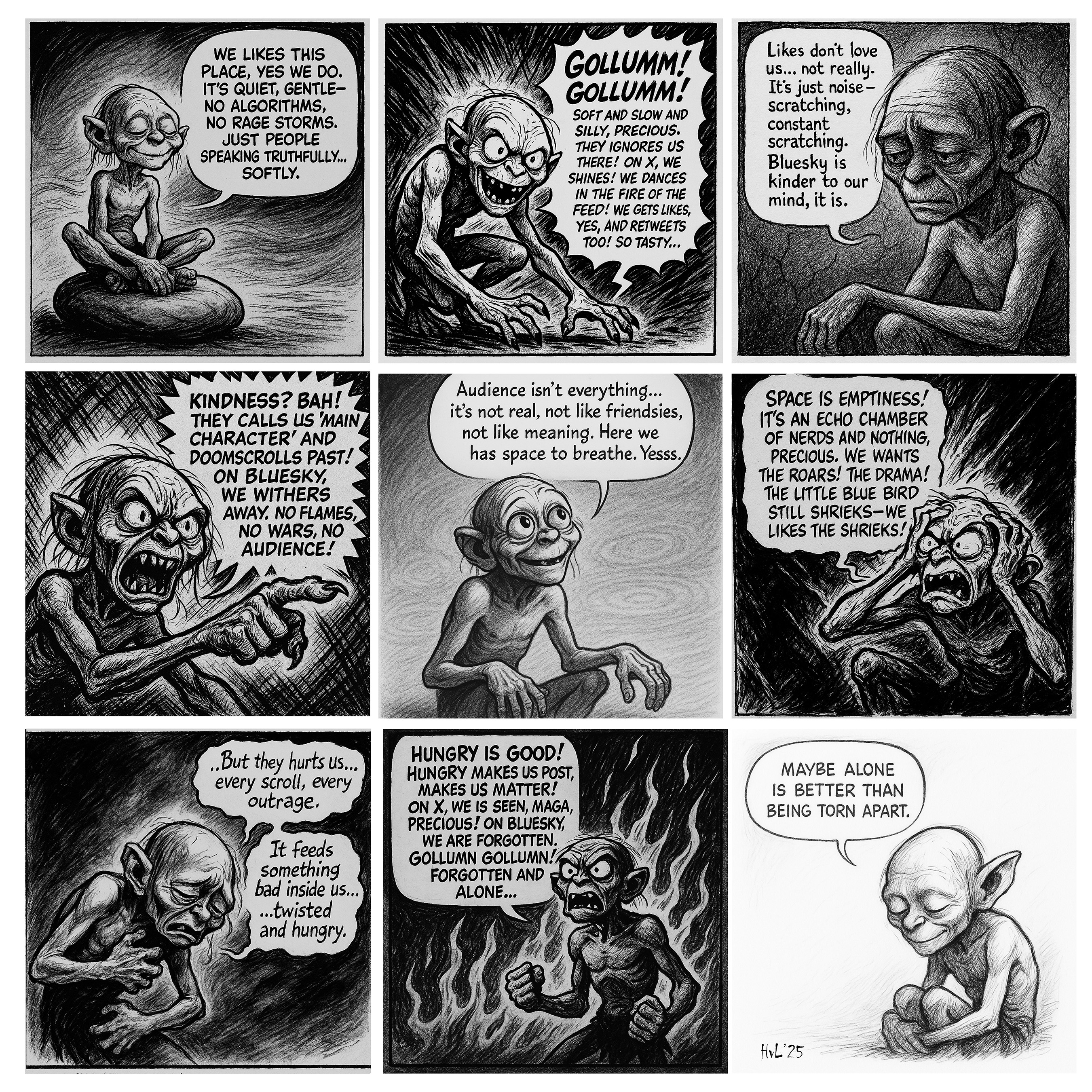 Gollum vs Smeagol - X vs Bluesky